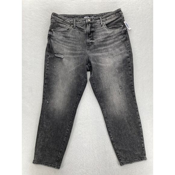 Old Navy O.G. Straight Women's 16 Gray Distressed Denim Stretch Jeans‎ High Rise - Picture 1 of 11